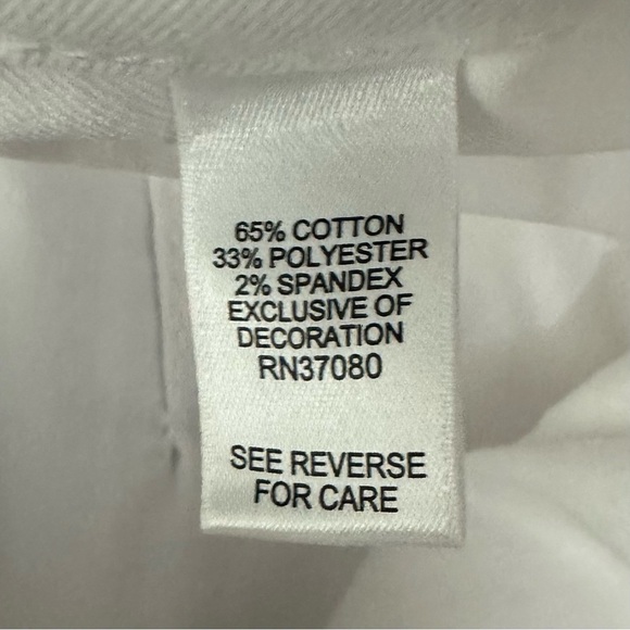 Women’s White Stretch Capris High Rise Sz 6 Eyelet Hem Coastal Vacay Feminine - Picture 5 of 6